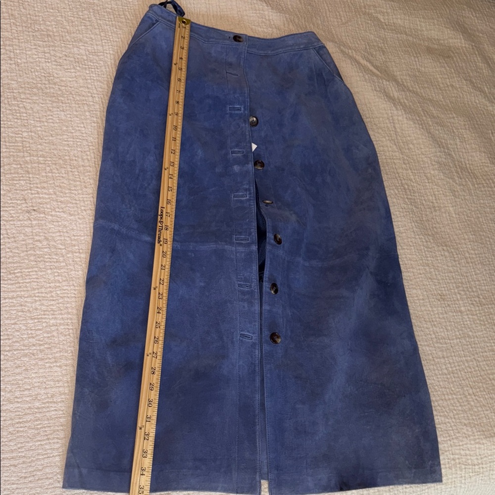 Monterey‎ Bay Ice Blue Suede Button-Front Women's Midi Pencil Skirt NWOT - Picture 12 of 12